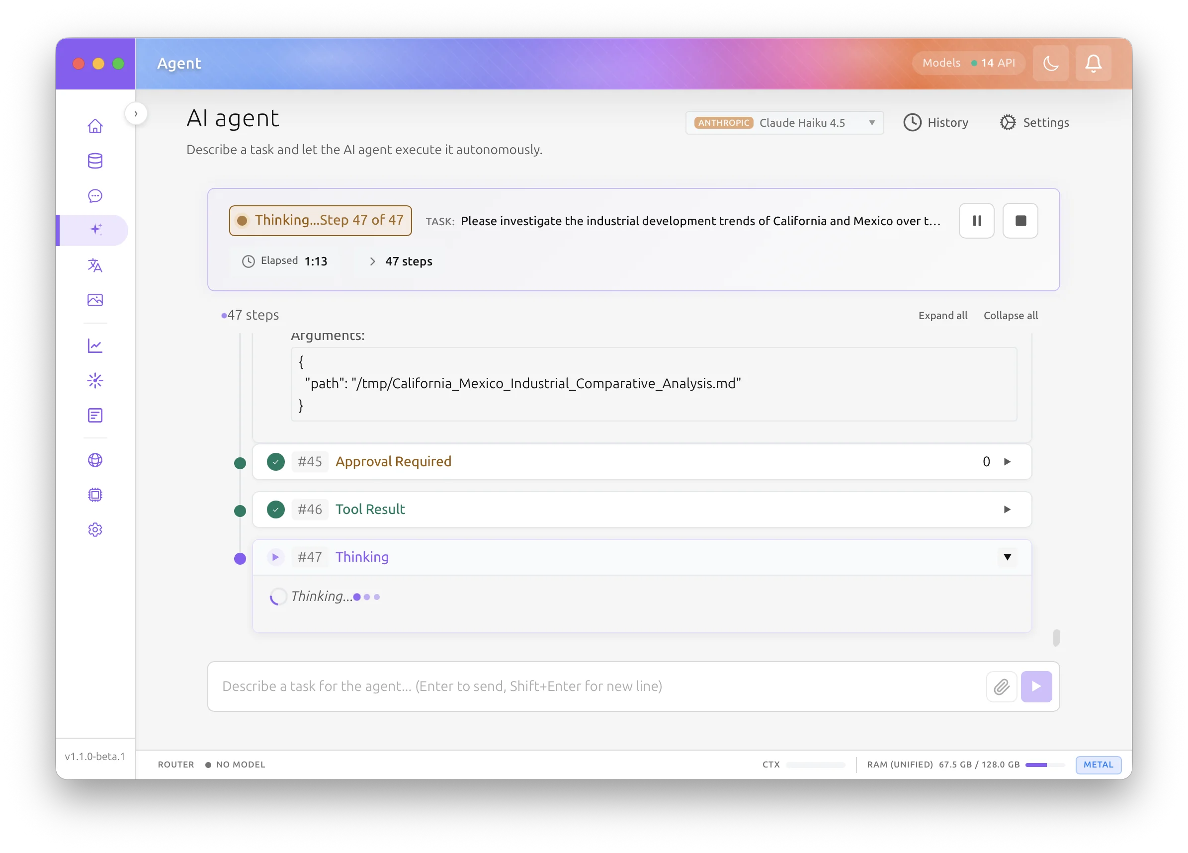 Tool approval dialog