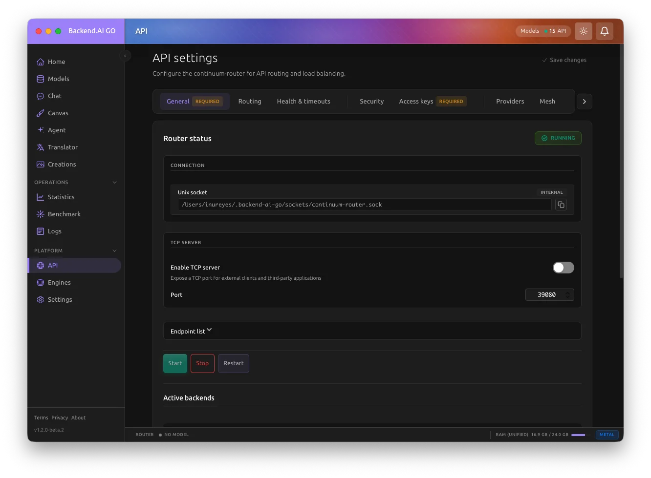 API page - General
