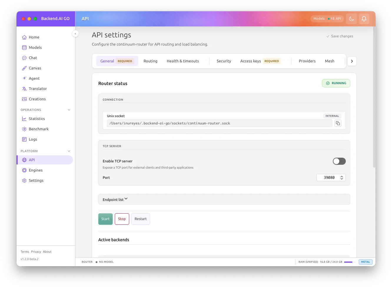 API page - General