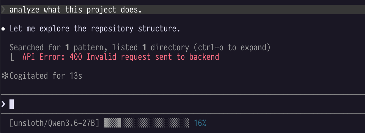 Claude Code terminal reporting API Error 400