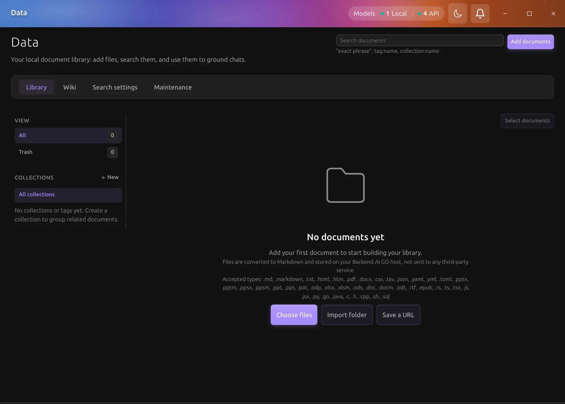 Data Hub library in dark mode