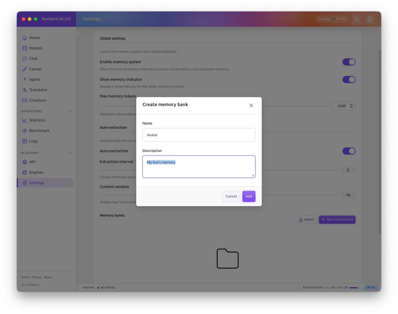 Create memory bank