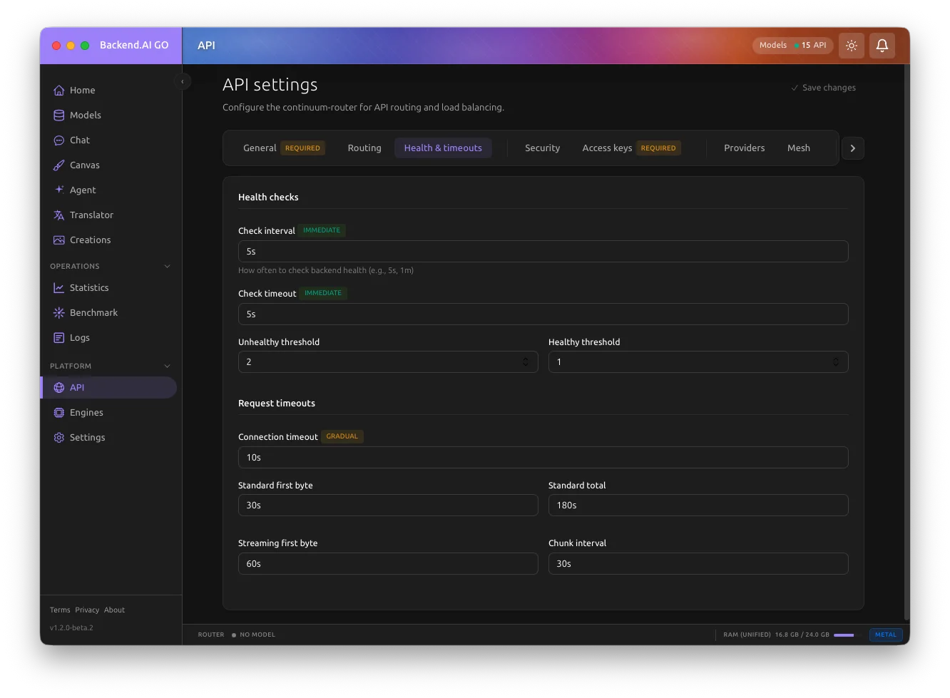 API Health & Timeouts
