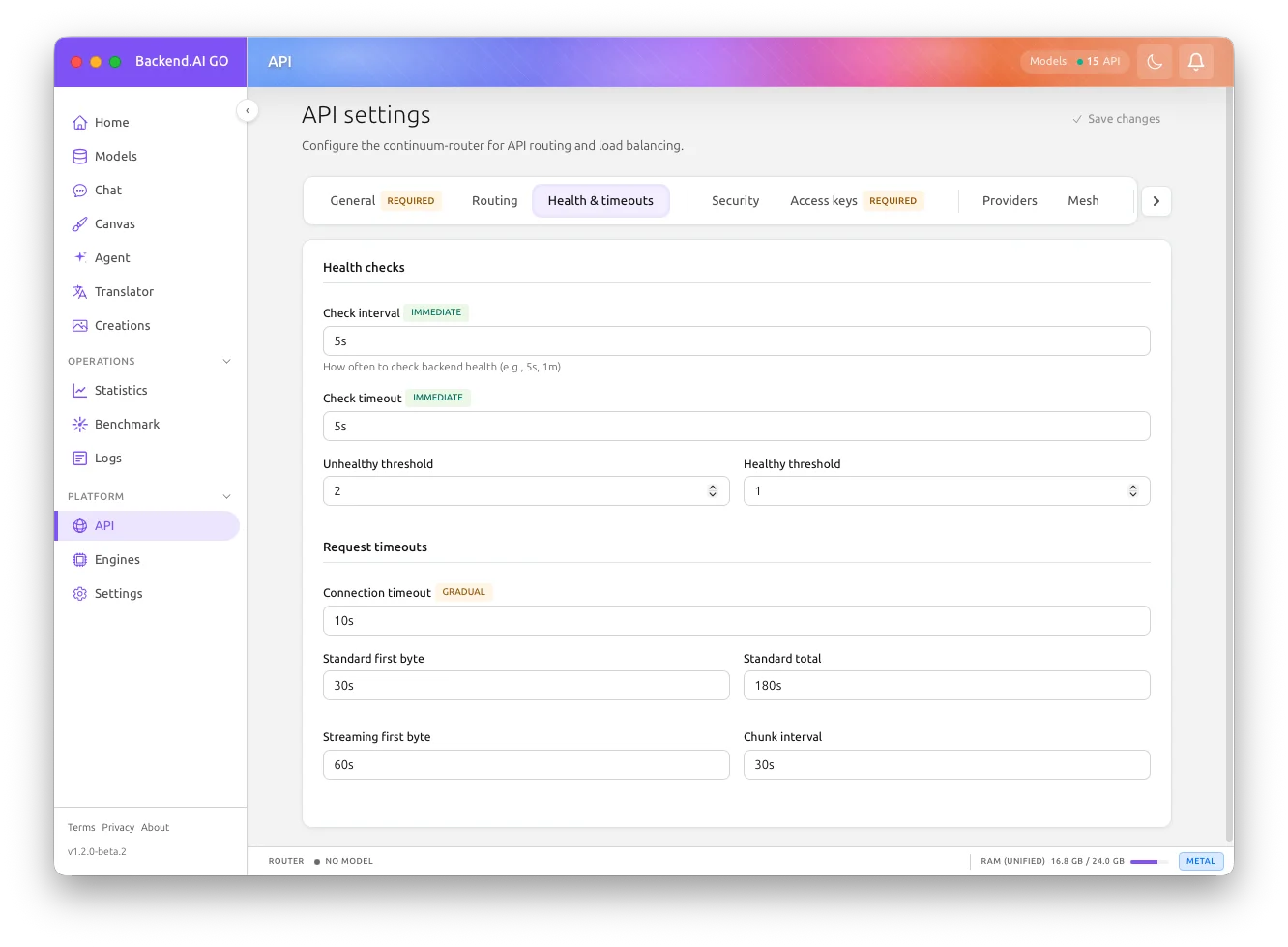 API Health & Timeouts