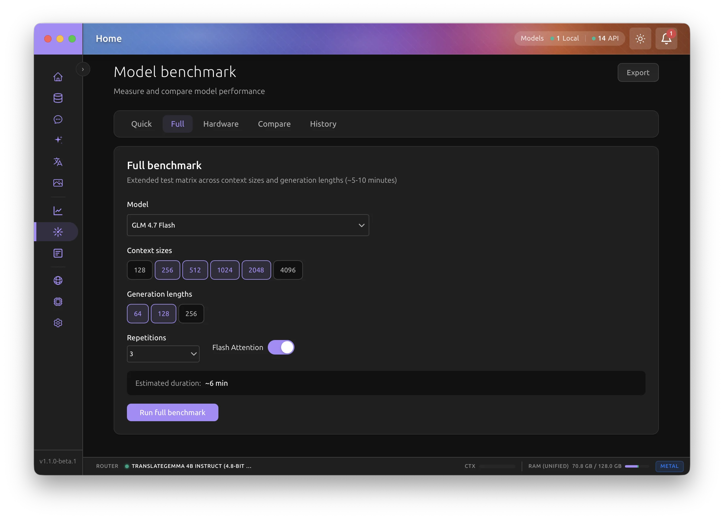 Full benchmark suite