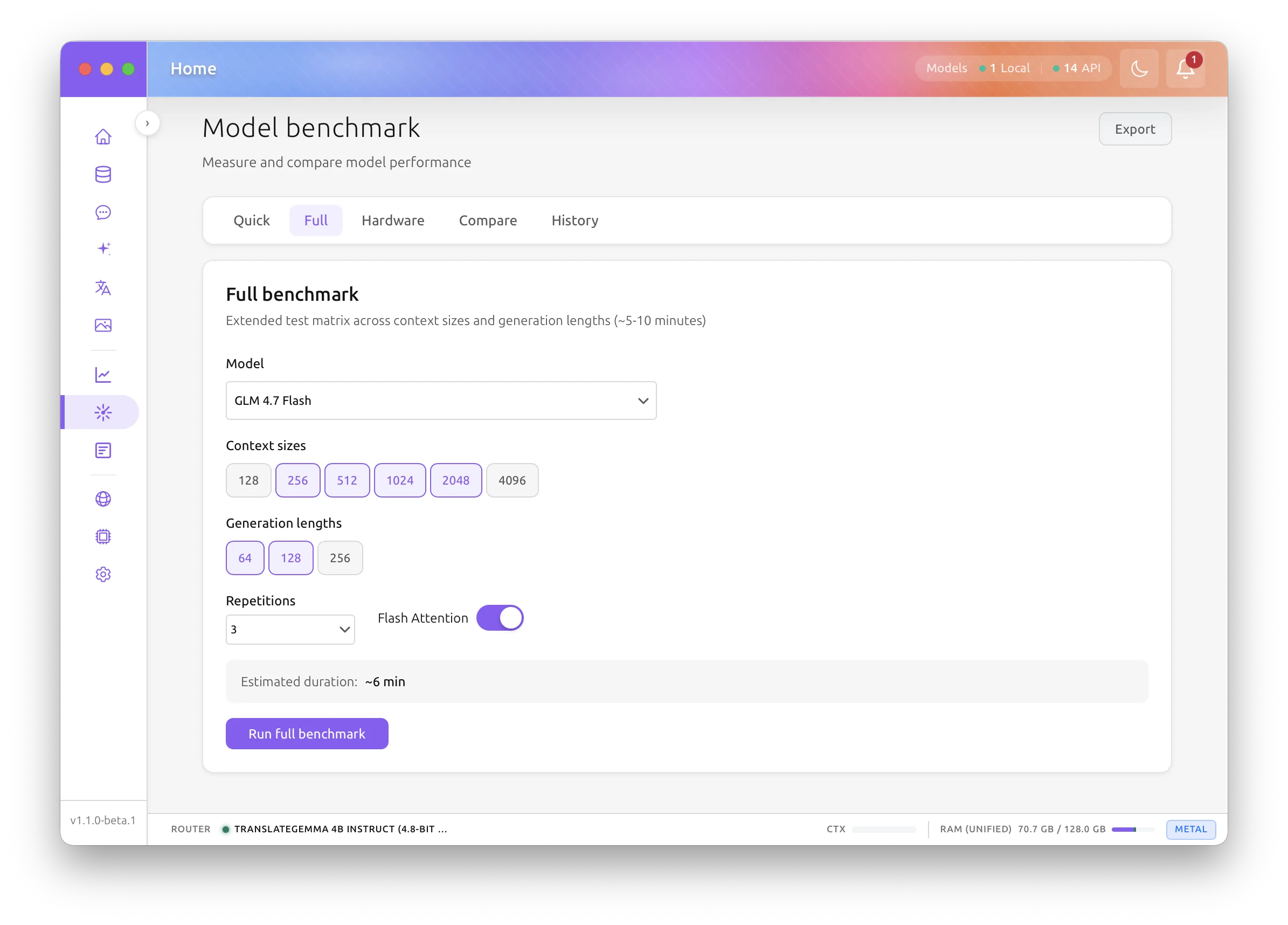 Full benchmark suite