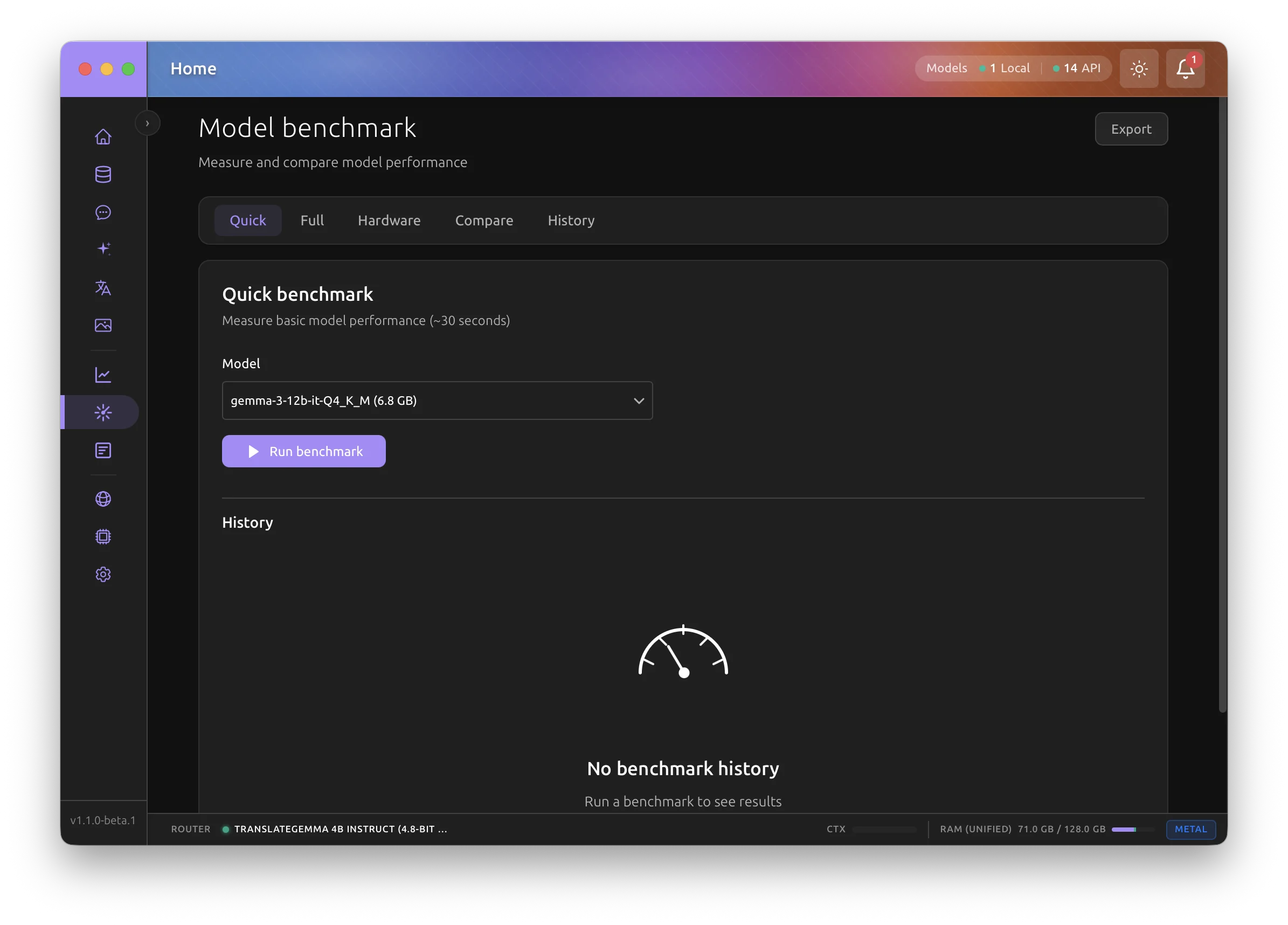 Quick benchmark test
