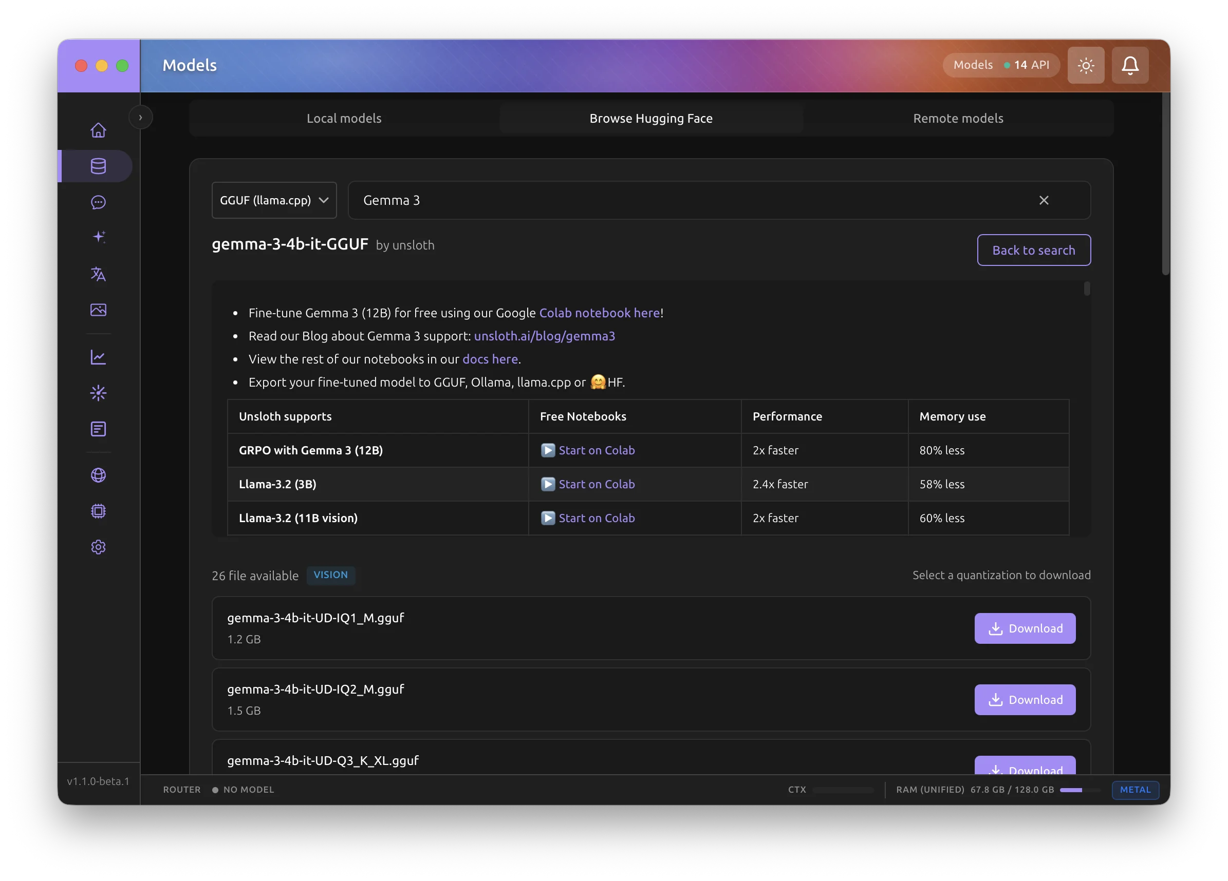 Hugging Face model browser