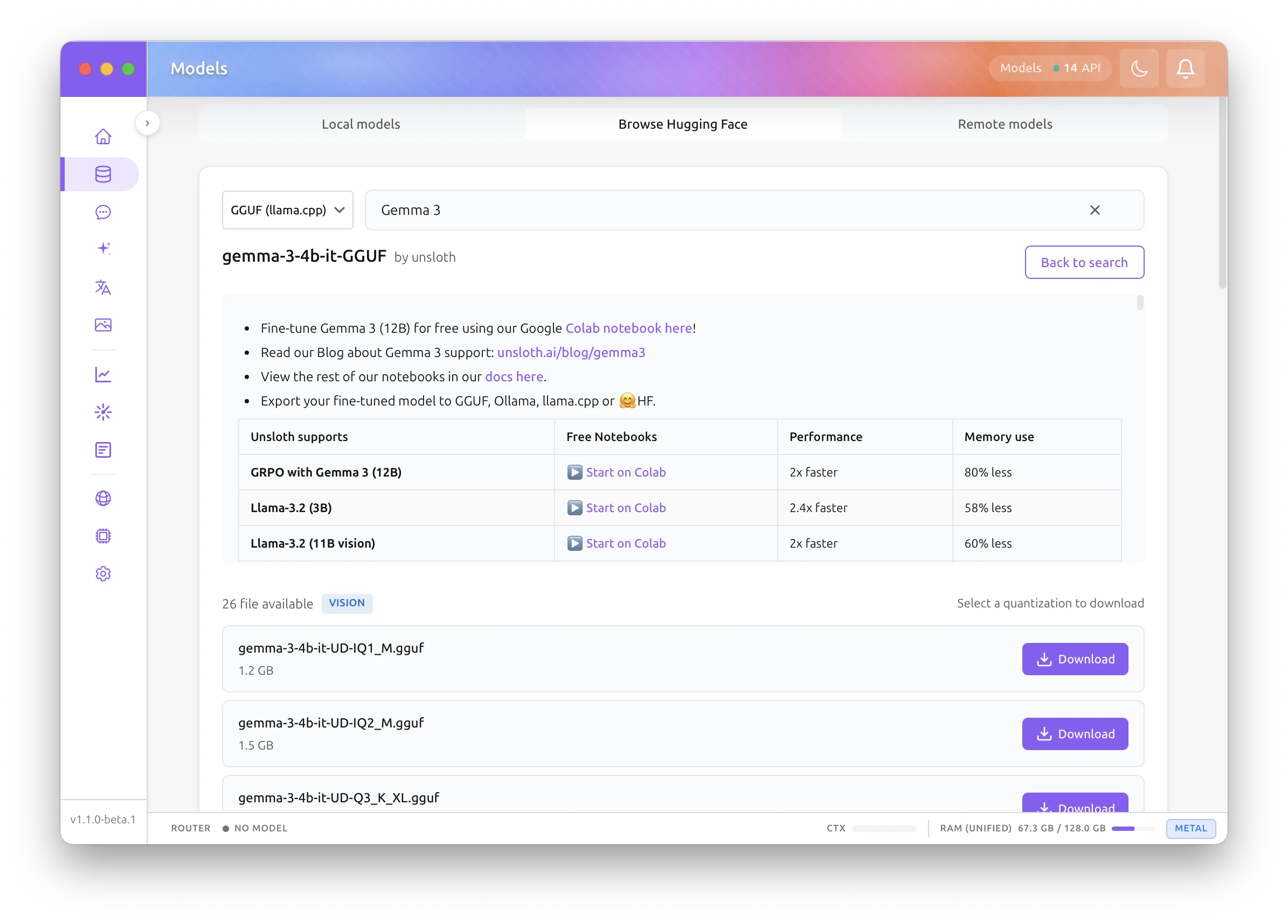 Hugging Face model browser