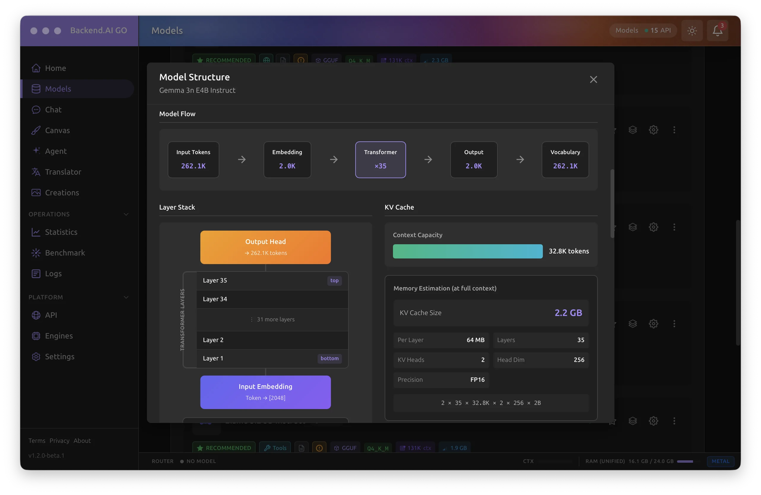 Model flow and layer stack