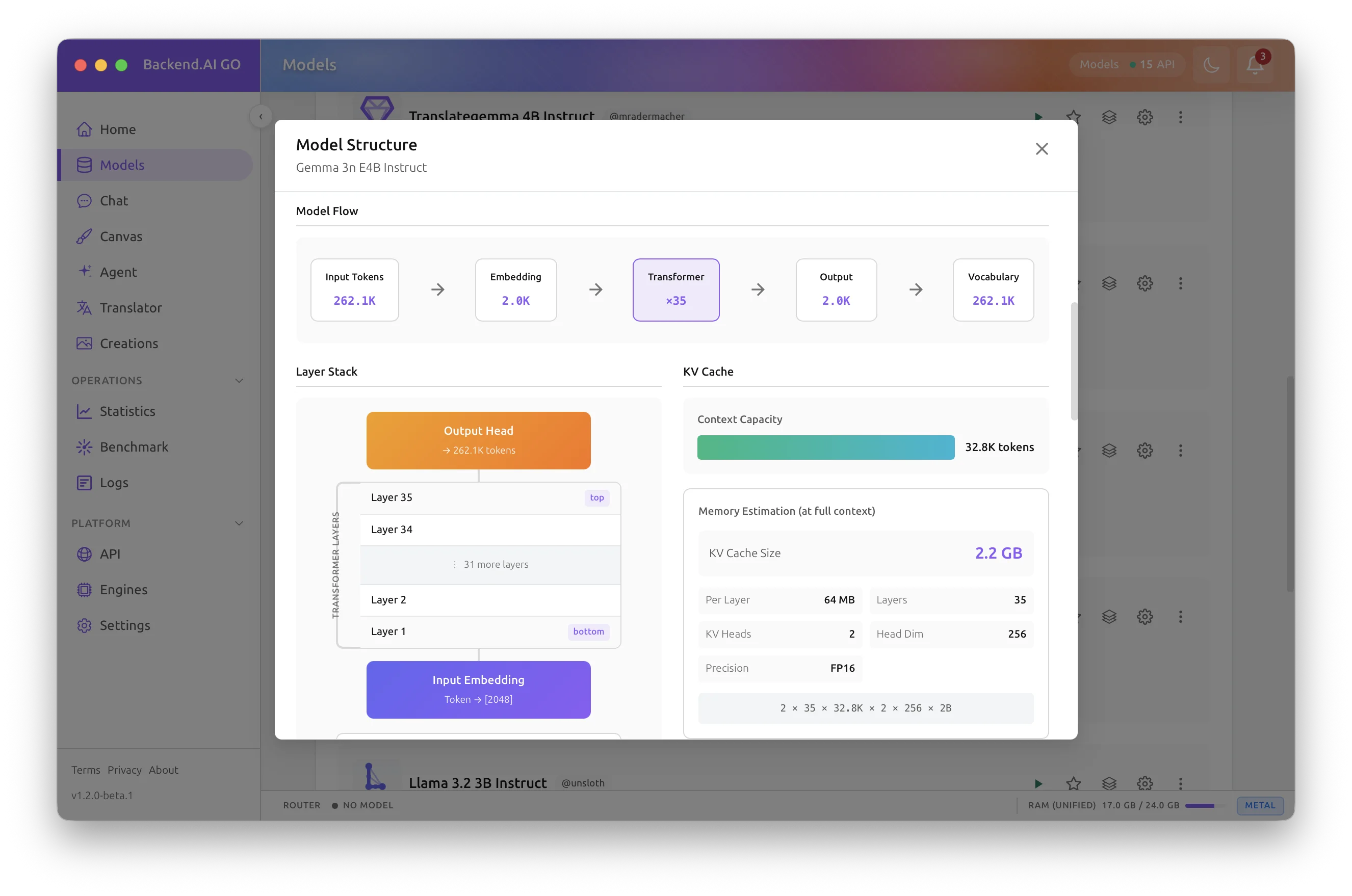 Model flow and layer stack