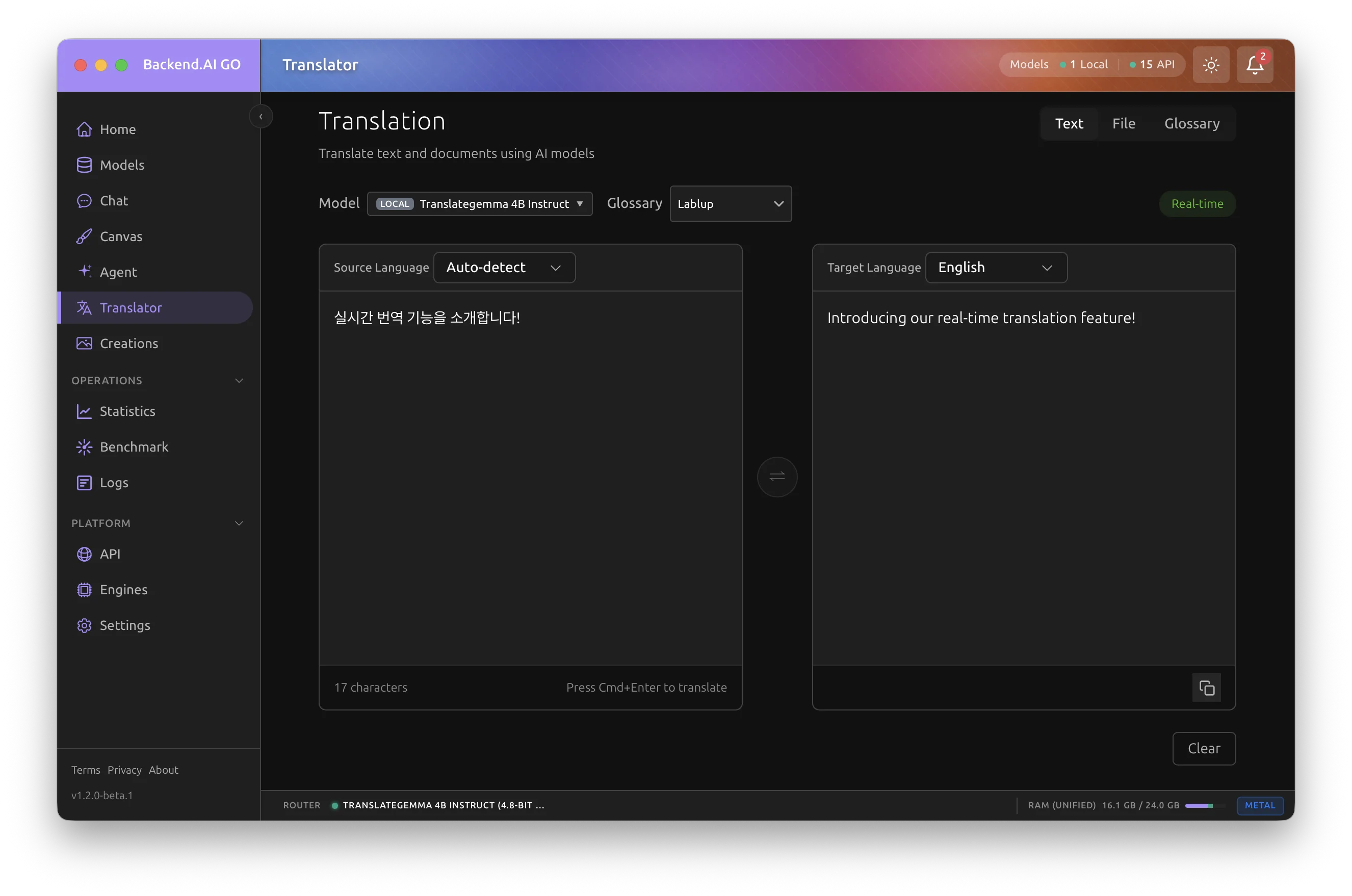 Real-time translation