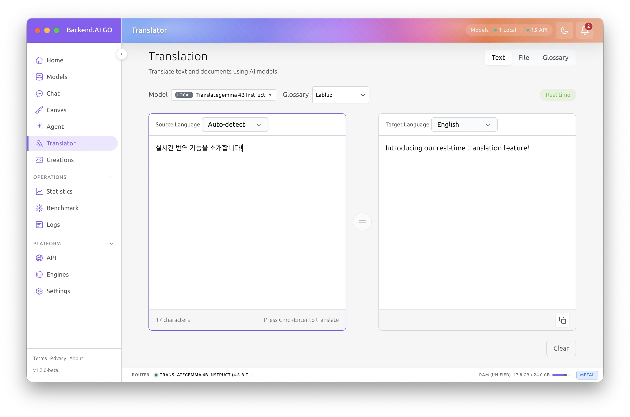 Real-time translation